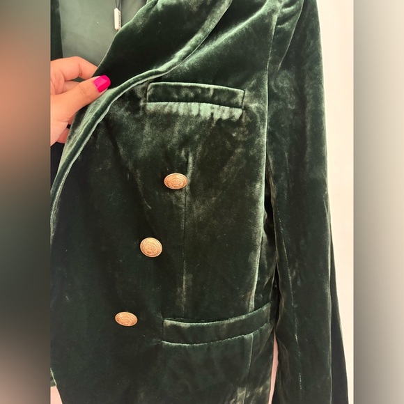 L’Agence Forest Green Brook Velvet Crop Blazer – Size 8 - Picture 11 of 16